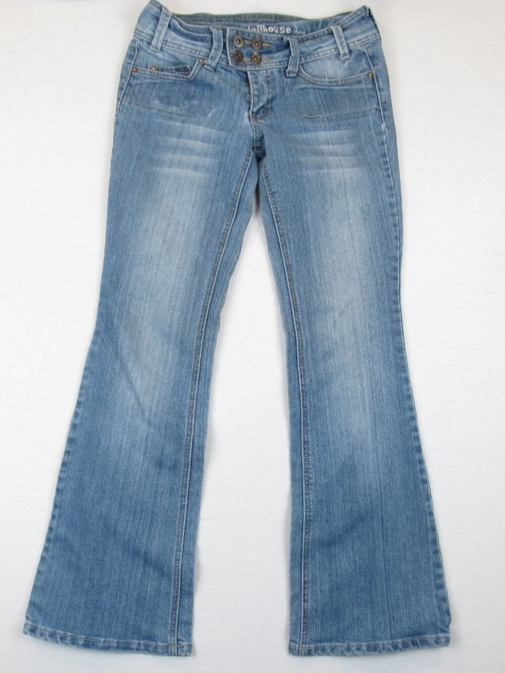 Dollhouse Jeans Juniors Size 7 Blue Flare Denim Stretch Pockets Light Wash